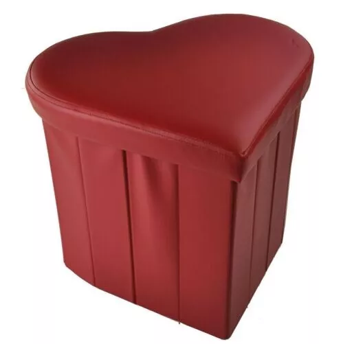 Heart Eco-Leather Pouf Container Solid Color