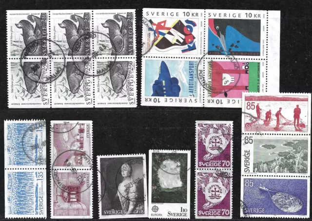 Briefmarken, Schweden, kleines LOT gestempelt, z.B. Fischfang, Fische