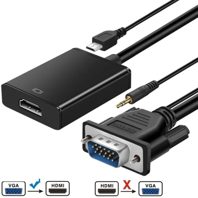 HDTV 1080P with Audio Male to Female Adapter VGA To HDMI Converter Cable