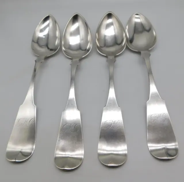 Lot Of Four Antique Delaware Coin Silver Ziba Ferris & Son Table Serving Spoons