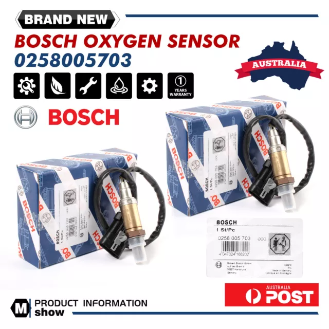 2x ORIGINAL BOSCH OXYGEN SENSORS SUIT HOLDEN VS VT VU VX VY O2 V6 V8 GEN 3 LS1