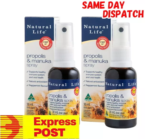 Natural Life Propolis & Manuka Honey Spray 30ml MGO280 UMF10 Relief Sore throats