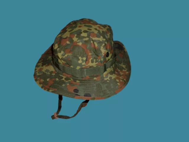 New German Flecktarn Camouflage Trilam Boonie Hat Size Large