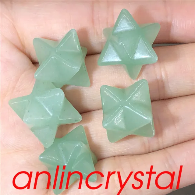 5pcs Natural Aventurine Merkaba Star Quartz Crystal Mineral Gem Reiki Healing