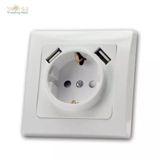 Delphi Prise de Protection Blanc, Avec 2x USB Par 5V/1A, Caché vers le Haut