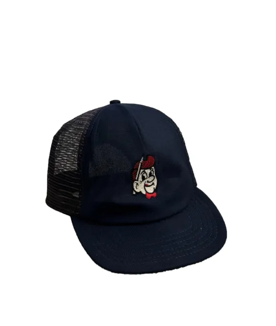 Vintage Restaurant Waiter Logo Blue Trucker Snap Back Hat Cap