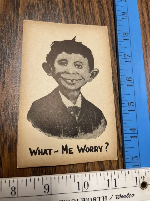 Alfred E. Neuman “What, Me Worry?” Old Vintage Arcade Card Pre-Mad Magazine Mag