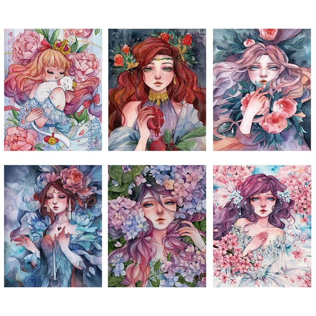 Pintura al óleo por números flor niña lienzo obras de arte sala de estar imagen decoración