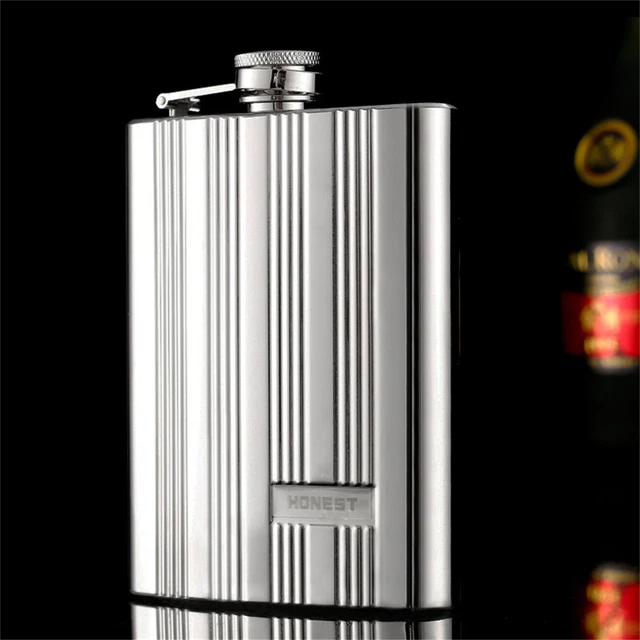 New Set 8 oz Outdoor Portable Stainless Steel Wine Set Double sided Embossed