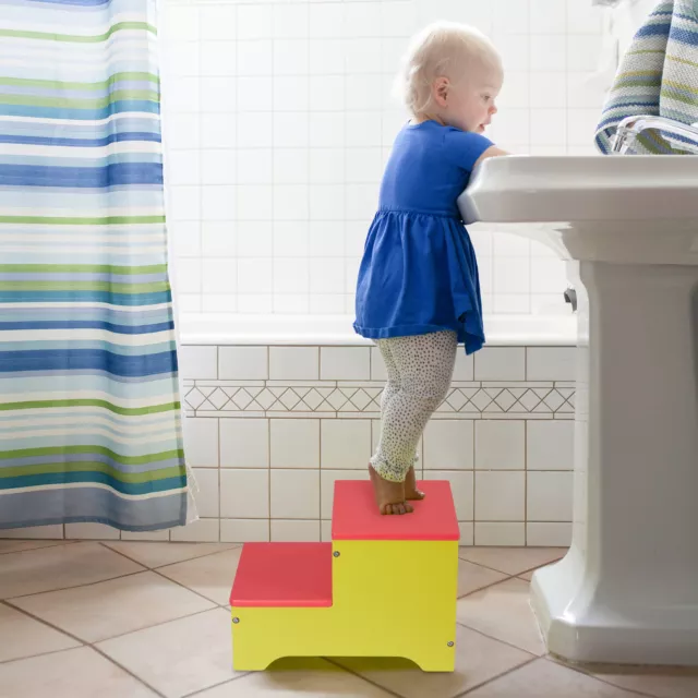 Tabouret Marchepied Marche deux niveaux enfants lavabo accès petit escalier mini 3