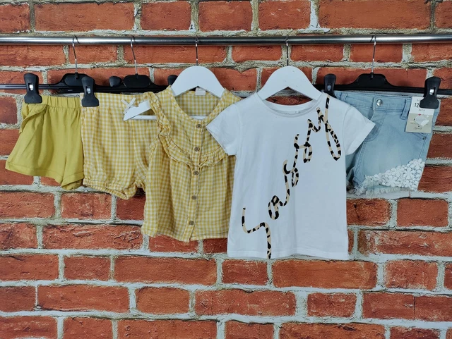 BABY GIRLS BUNDLE AGE 12-18 MONTHS RIVER ISLAND H&M etc GINGHAM TOPS SHORTS 86CM
