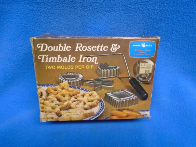 Vintage Nordic Ware Double Rosette and Timbale Iron w/ 5 Different Molds And Box