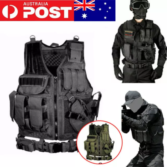 Military Tactical Vest Airsoft Molle Combat Plate Army Carrier Paintball Hunting