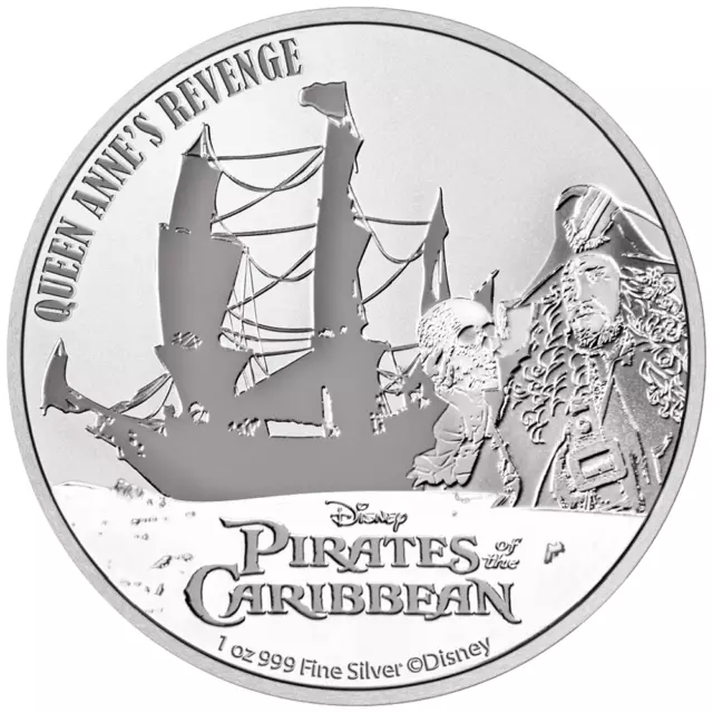 2021 Niue Pirates of the Caribbean Queen Anne's Revenge 1 oz .999 Silver BU Coin