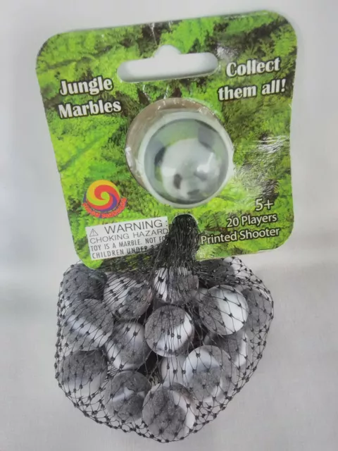 Mega USA Panda  Glass Marbles  20 Players 1 Printed Shooter in Net Bag NOS 3