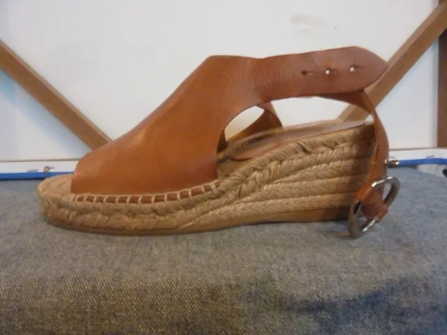 Rag & Bone Calla Leather Wedge Espadrille In Tan Size 6.5 MSRP $395