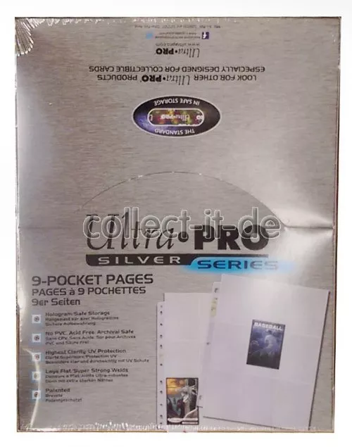 50 Ultra Pro 9-Pocket Silver Series Pages Ordnerseiten für 3-Ring Album