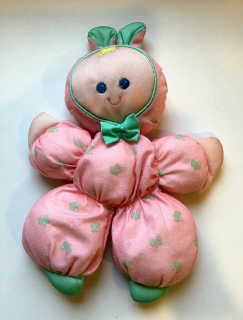 Fisher Price Slumber Babies Bunny Baby Doll 1989 Pink Plush Bunting Snowsuit Bow
