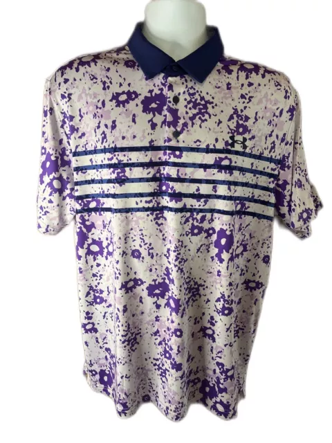 MEN’S LARGE UNDER Armour The Playoff Polo Golf Shirt Purple/White $21. ...