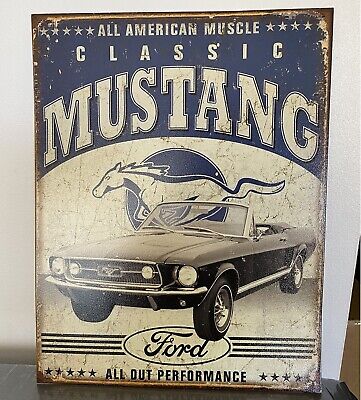 CLASSIC FORD MUSTANG Retro Tin Sign Metal Plaque Car Garage Man Cave