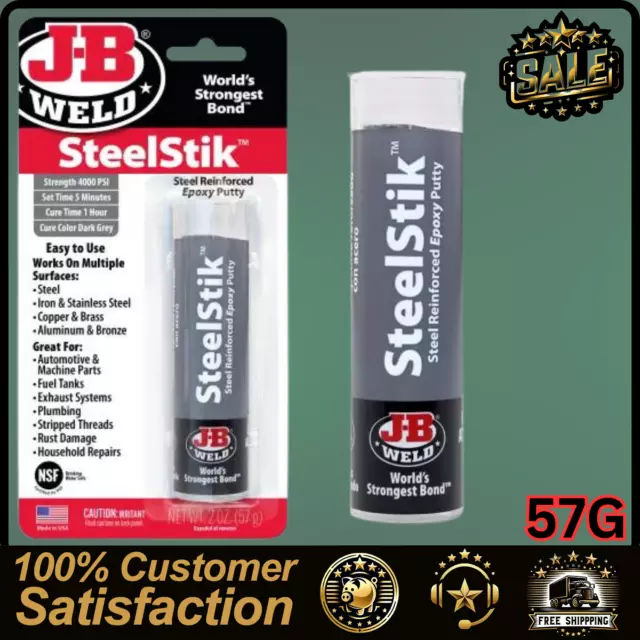 J-B Weld SteelStik Steel Reinforced Repair Epoxy Putty Filler Stick 57g