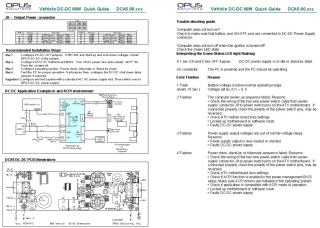 Opus Solutions 7-32V input / 12V output Vehicle 80W DC-DC Power Supply