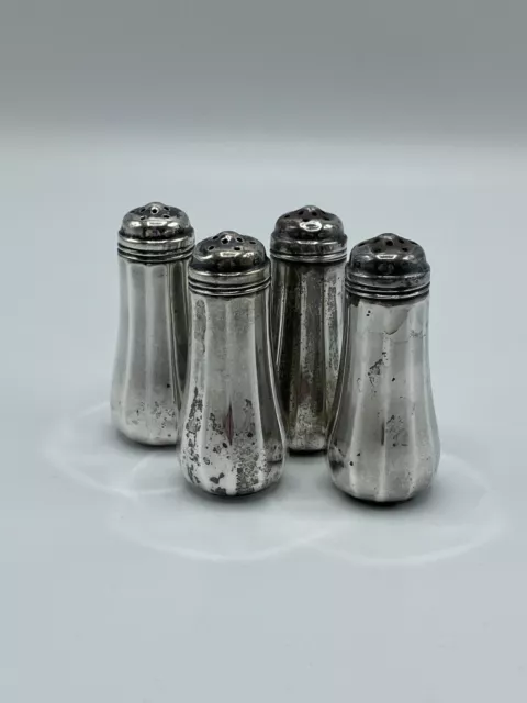 Vintage Set Of 4 Sterling Silver Salt & Pepper Shakers 48 Grams /ro