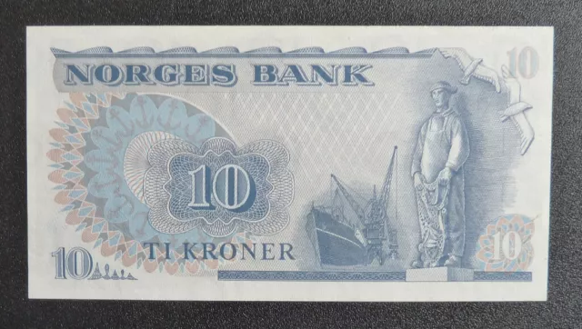 Norway Banknote - 1974 10 Kroner Unc (P36b) Ist Prefix and Scarce 2