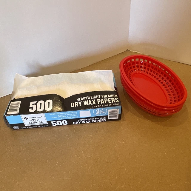 PAPER PLATE SUBSTITUTE 500 Heavyweight Wax Papers 12" X 10.75" & 6 Food