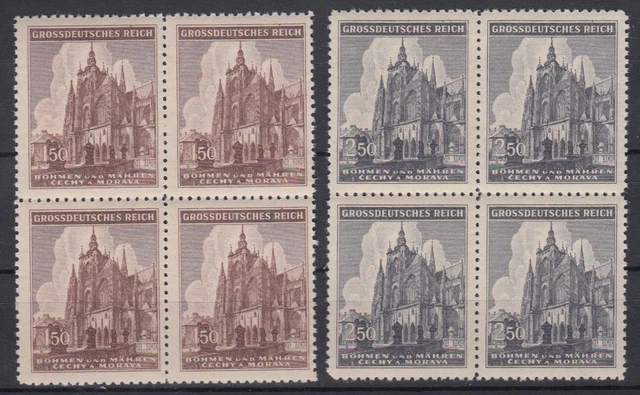 Böhmen + Mähren 140-141 4er Block St. Veits Dom Prag 150 H + 250 H postfrisch