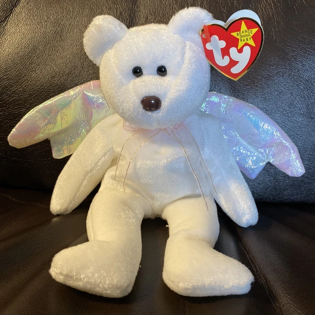 HALO TY BEANIE Babies Baby Rare Brown Nose Retired 1998 White Error