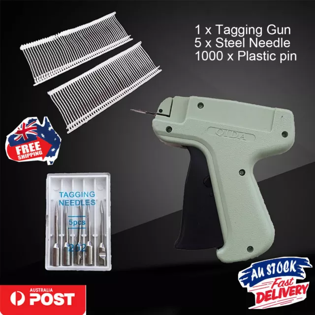 Tagging Gun +5 Steel Needles +1000 Kimble Tag Label Barbs Tag For Clothes Socks