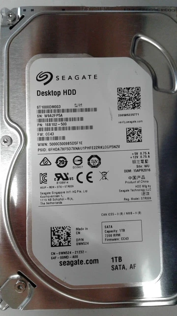 Lot of 9 Seagate ST1000DM003  1TB 7.2K RPM 6Gb/s 3.5" SATA HDD