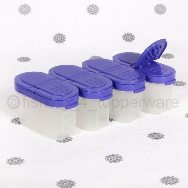 NEW Tupperware Spice Containers set of 4  Small Purple Blue Seals Modular Mate