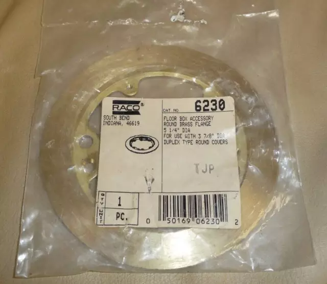 Raco 6230 Brass Carpet Flange, 5-1/4" Round Brass New Sealed             0