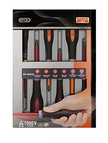 Bahco BE-9884S ERGO 6 Piece 1000V VDE Insulated Slotted & Pozi Screwdriver Set