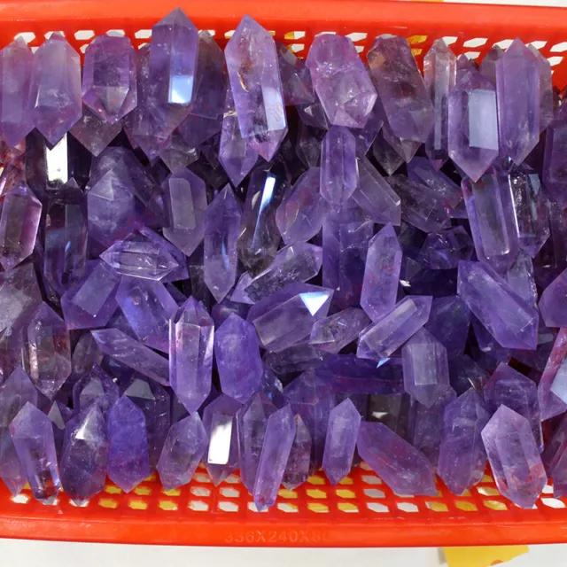Wholesale Natural Amethyst Crystal Dt Wand Point Healing Pillar 50-60mm