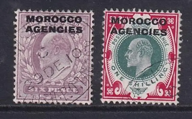 MOROCCO AGENCIES  BRITISH CURRENCY 1907 6d & 1s SG36/37. USED