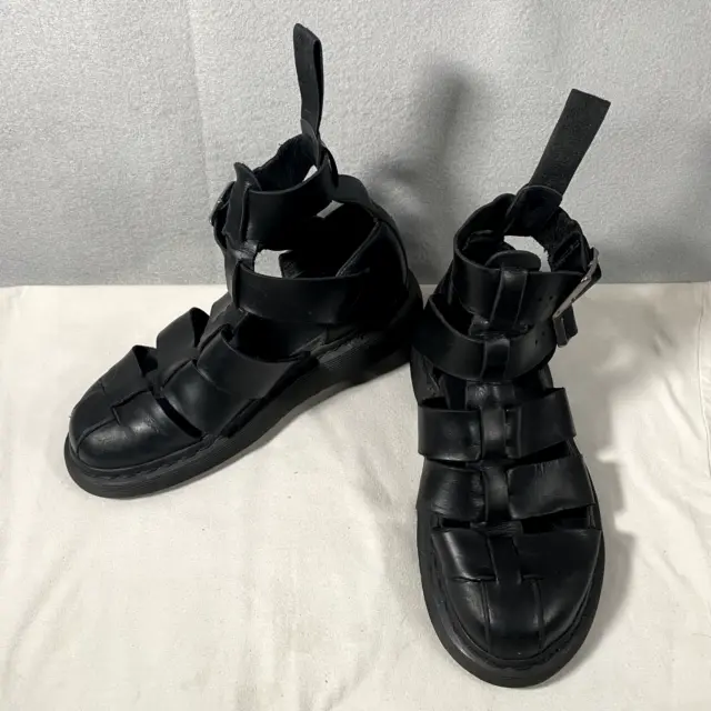 Dr. Martens Geraldo Gladiator Sandals Black Leather Shoes Womans Size 7