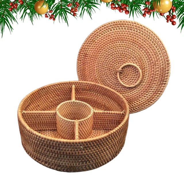 Westmark Set De 4 Pièces Panier Service Frites + Plateau Bambou + 2 Pots Céramique - Argent/Brun/Blanc