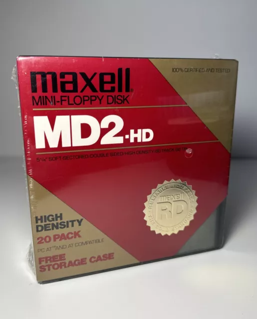 Maxell MD2-HD Mini Floppy Disk 5 1/4" Soft Sectored Double Sided 10 Pack NEW