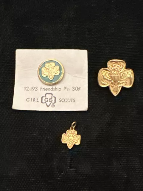 Three Vintage Girl Scout Pins Pendent