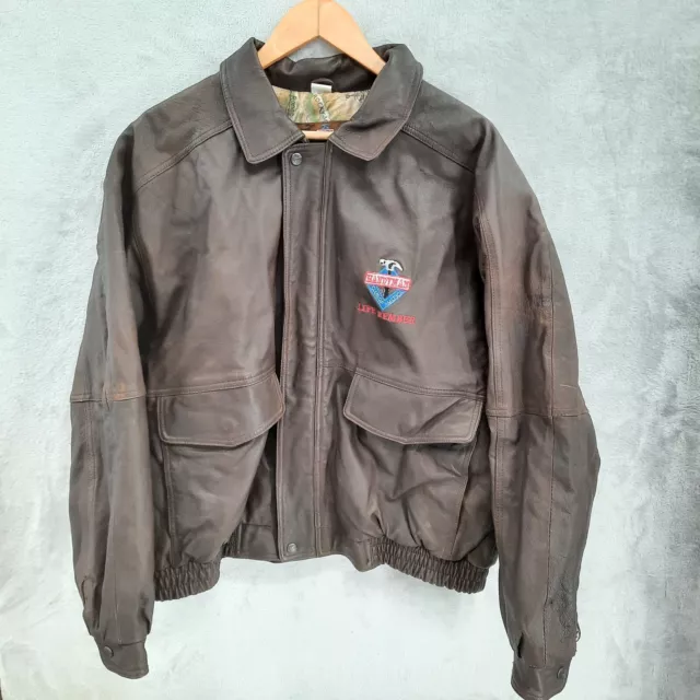 HANDYMAN CLUB OF America Brown Leather Bomber Jacket Men's L ...