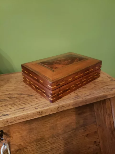 Lovely Burr Walnut Wooden Inlaid Trinket Box 3