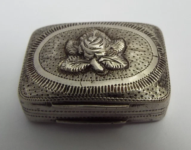 Beautiful Clean English Antique Georgian 1817 Sterling Silver Vinaigrette Box