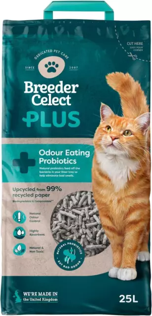 Breeder Celect Plus Probiotique Papier Chat Déchet 25L