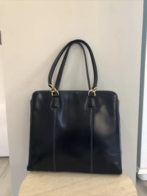 Sac à Main Femme Porté Épaule Escada En Cuir Lisse Noir Sac De Travail