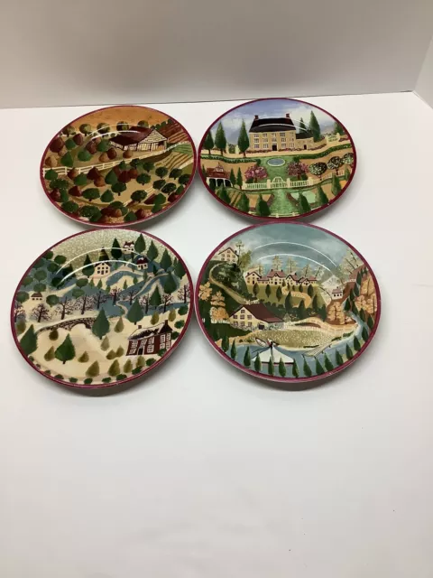 Block 'COUNTRY VILLAGE"  Set of 4 Salad/ Dessert Plates  by Gear 1995