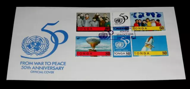 TONGA #905 a-c, 906a-c, 1995, 50 aniversario de la ONU. FDC, BONITO LQQK