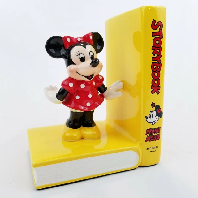 WALT DISNEY MINNIE Mouse Yellow Storybook Figurine Ceramic Bookend